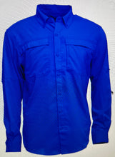 Load image into Gallery viewer, Long sleeve fishing shirt royal blue